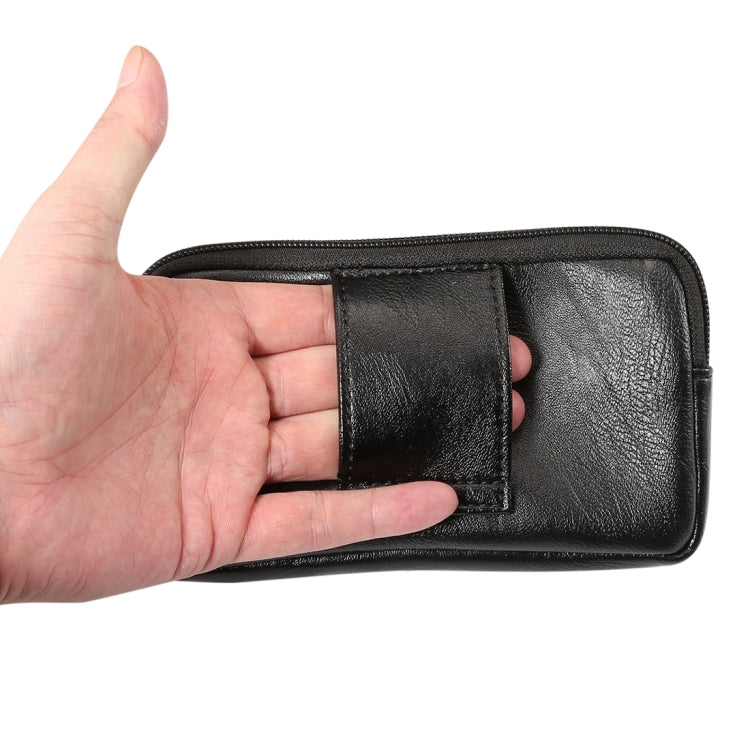 Men Litchi Texture PU Universal Phone Horizontal Waist Bag, Size: L, For iPhone, Samsung, Galaxy Note9, Huawei, Xiaomi, HTC, Sony, Lenovo and other 6.0~6.3 inch Smartphones