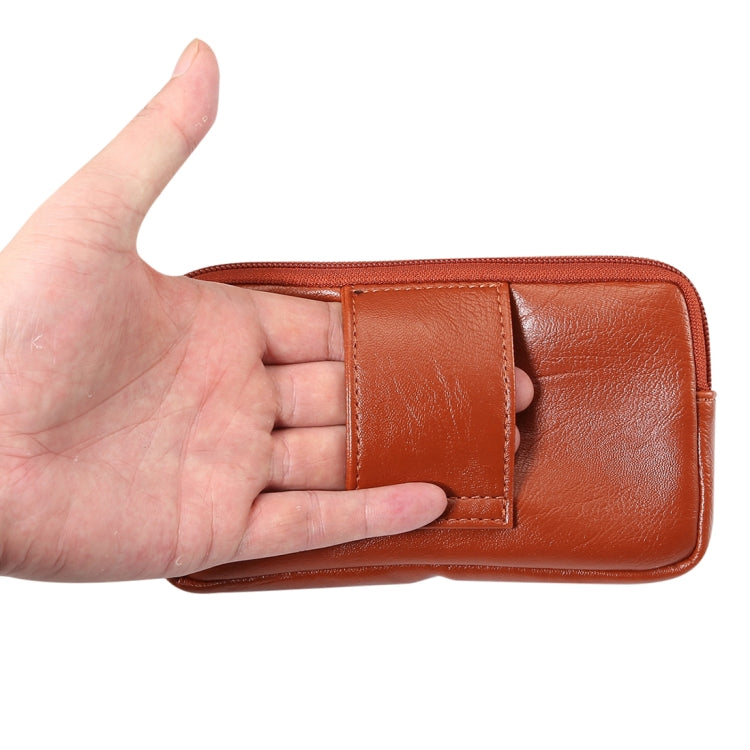 Men Litchi Texture PU Universal Phone Horizontal Waist Bag, Size: L, For iPhone, Samsung, Galaxy Note9, Huawei, Xiaomi, HTC, Sony, Lenovo and other 6.0~6.3 inch Smartphones