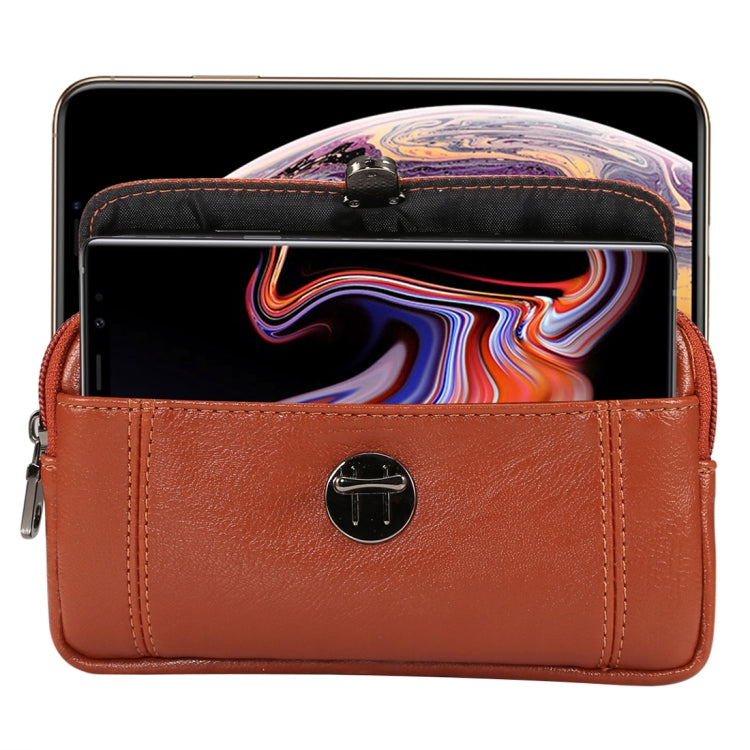 Men Litchi Texture PU Universal Phone Horizontal Waist Bag, Size: L, For iPhone, Samsung, Galaxy Note9, Huawei, Xiaomi, HTC, Sony, Lenovo and other 6.0~6.3 inch Smartphones