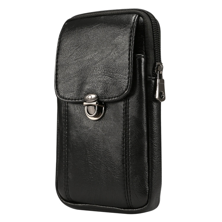 Men Litchi Texture PU Universal Phone Vertical Waist Bag, Size: S, For iPhone, Samsung, Galaxy Note9, Huawei, Xiaomi, HTC, Sony, Lenovo and other 5.2~6.0 inch Smartphones