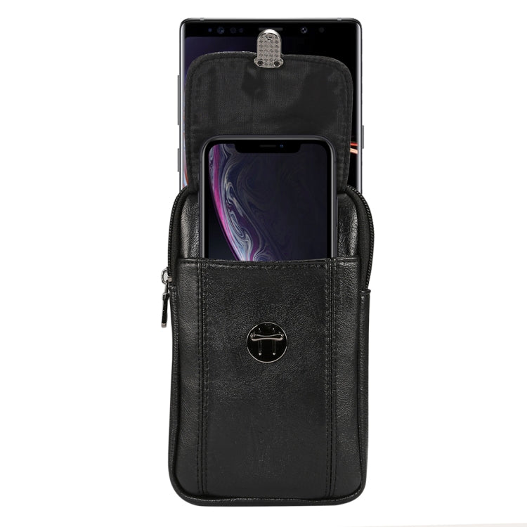 Men Litchi Texture PU Universal Phone Vertical Waist Bag, Size: S, For iPhone, Samsung, Galaxy Note9, Huawei, Xiaomi, HTC, Sony, Lenovo and other 5.2~6.0 inch Smartphones