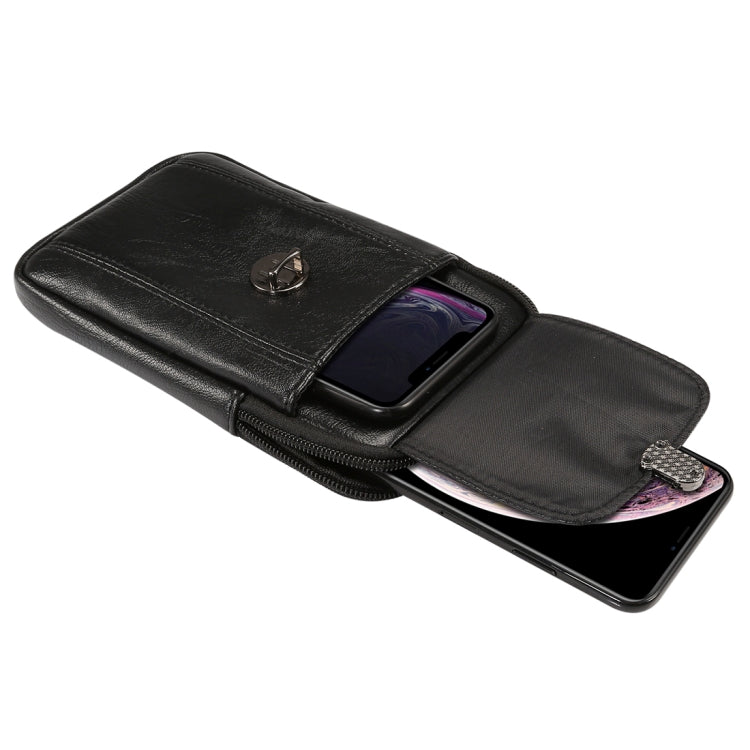 Men Litchi Texture PU Universal Phone Vertical Waist Bag, Size: S, For iPhone, Samsung, Galaxy Note9, Huawei, Xiaomi, HTC, Sony, Lenovo and other 5.2~6.0 inch Smartphones