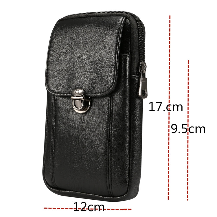 Men Litchi Texture PU Universal Phone Vertical Waist Bag, Size: S, For iPhone, Samsung, Galaxy Note9, Huawei, Xiaomi, HTC, Sony, Lenovo and other 5.2~6.0 inch Smartphones
