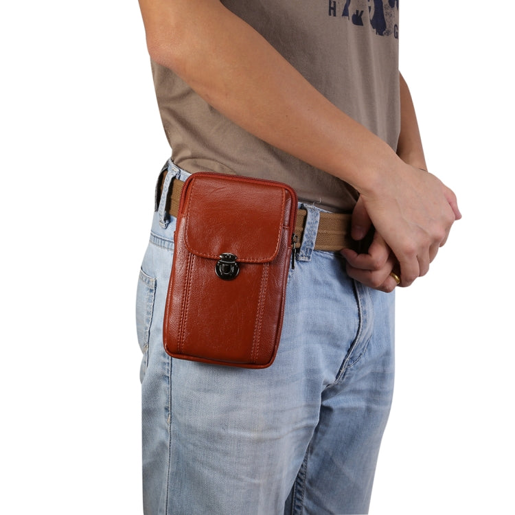 Men Litchi Texture PU Universal Phone Vertical Waist Bag, Size: S, For iPhone, Samsung, Galaxy Note9, Huawei, Xiaomi, HTC, Sony, Lenovo and other 5.2~6.0 inch Smartphones