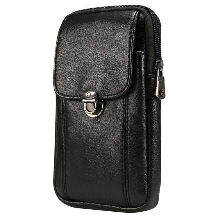 Men Litchi Texture PU Universal Phone Vertical Waist Bag, Size: L, For iPhone, Samsung, Galaxy Note9, Huawei, Xiaomi, HTC, Sony, Lenovo and other 6.3~6.5 inch Smartphones