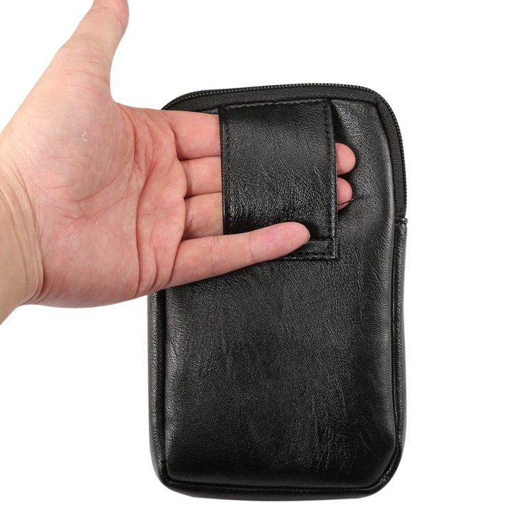 Men Litchi Texture PU Universal Phone Vertical Waist Bag, Size: L, For iPhone, Samsung, Galaxy Note9, Huawei, Xiaomi, HTC, Sony, Lenovo and other 6.3~6.5 inch Smartphones