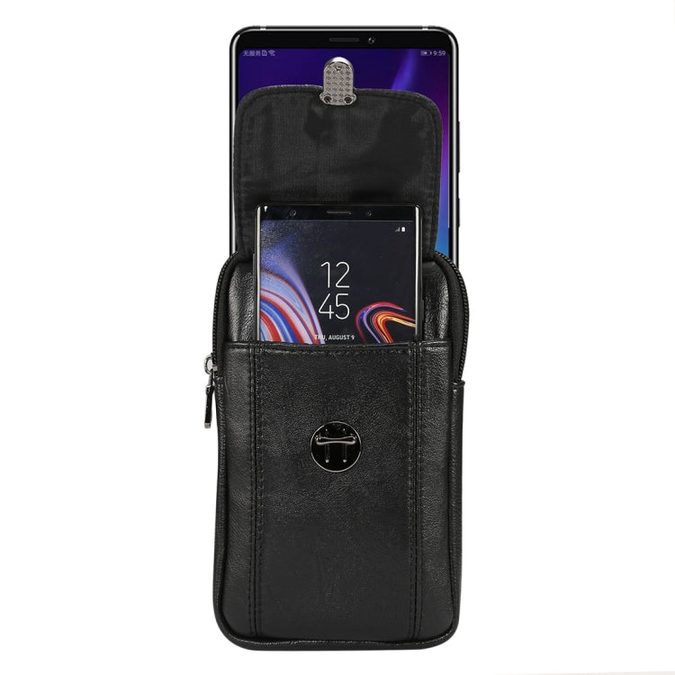Men Litchi Texture PU Universal Phone Vertical Waist Bag, Size: L, For iPhone, Samsung, Galaxy Note9, Huawei, Xiaomi, HTC, Sony, Lenovo and other 6.3~6.5 inch Smartphones
