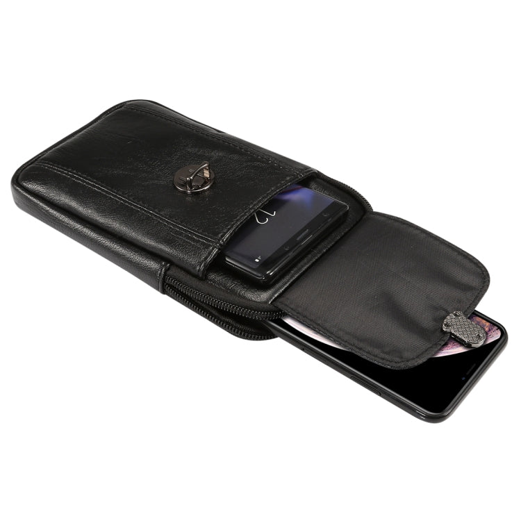 Men Litchi Texture PU Universal Phone Vertical Waist Bag, Size: L, For iPhone, Samsung, Galaxy Note9, Huawei, Xiaomi, HTC, Sony, Lenovo and other 6.3~6.5 inch Smartphones