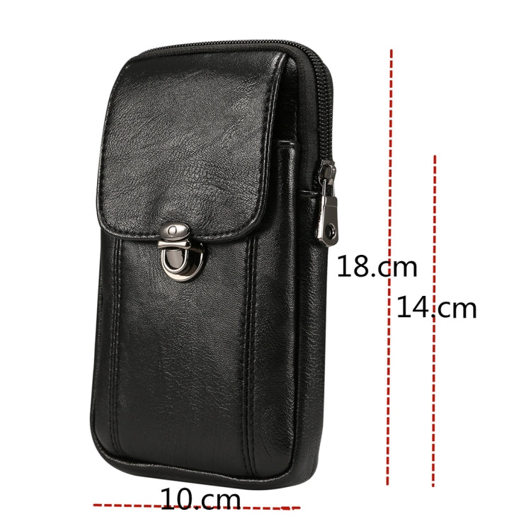 Men Litchi Texture PU Universal Phone Vertical Waist Bag, Size: L, For iPhone, Samsung, Galaxy Note9, Huawei, Xiaomi, HTC, Sony, Lenovo and other 6.3~6.5 inch Smartphones