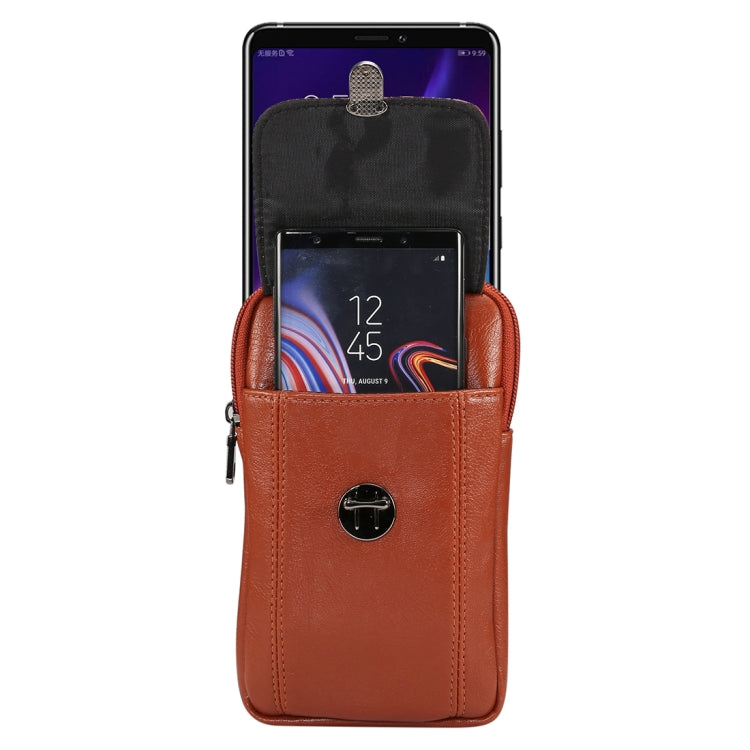 Men Litchi Texture PU Universal Phone Vertical Waist Bag, Size: L, For iPhone, Samsung, Galaxy Note9, Huawei, Xiaomi, HTC, Sony, Lenovo and other 6.3~6.5 inch Smartphones