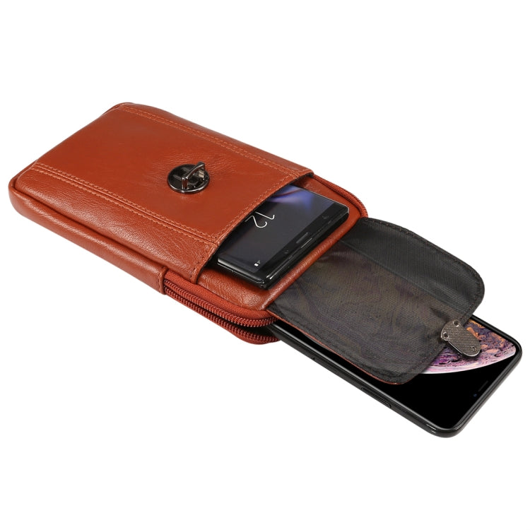 Men Litchi Texture PU Universal Phone Vertical Waist Bag, Size: L, For iPhone, Samsung, Galaxy Note9, Huawei, Xiaomi, HTC, Sony, Lenovo and other 6.3~6.5 inch Smartphones