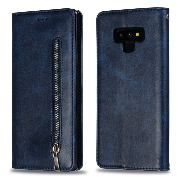 Calf Texture Zipper Magnetic Horizontal Flip Leather Case for Galaxy Note9, with Wallet & Holder & Card Slots