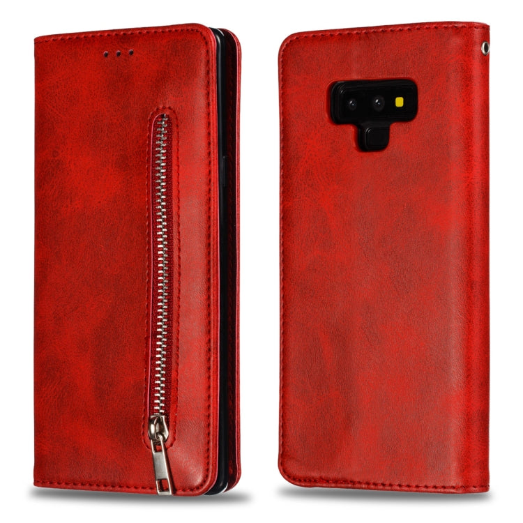Calf Texture Zipper Magnetic Horizontal Flip Leather Case for Galaxy Note9, with Wallet & Holder & Card Slots