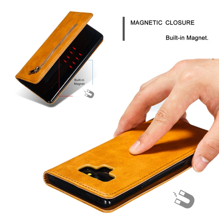 Calf Texture Zipper Magnetic Horizontal Flip Leather Case for Galaxy Note9, with Wallet & Holder & Card Slots