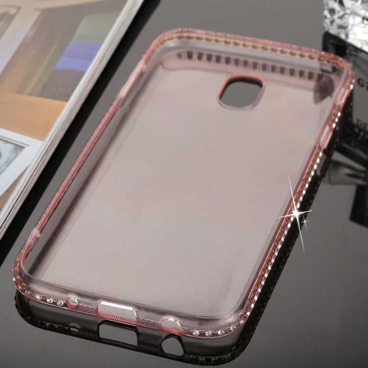 For Galaxy J7 (2017) (EU Version) Diamond Border TPU Transparent Protective Back Cover Case (Pink)