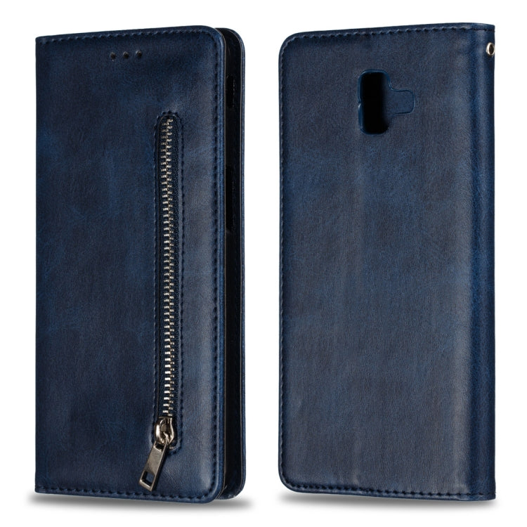 Calf Texture Zipper Magnetic Horizontal Flip Leather Case for Galaxy J6+ (2018), with Wallet & Holder & Card Slots