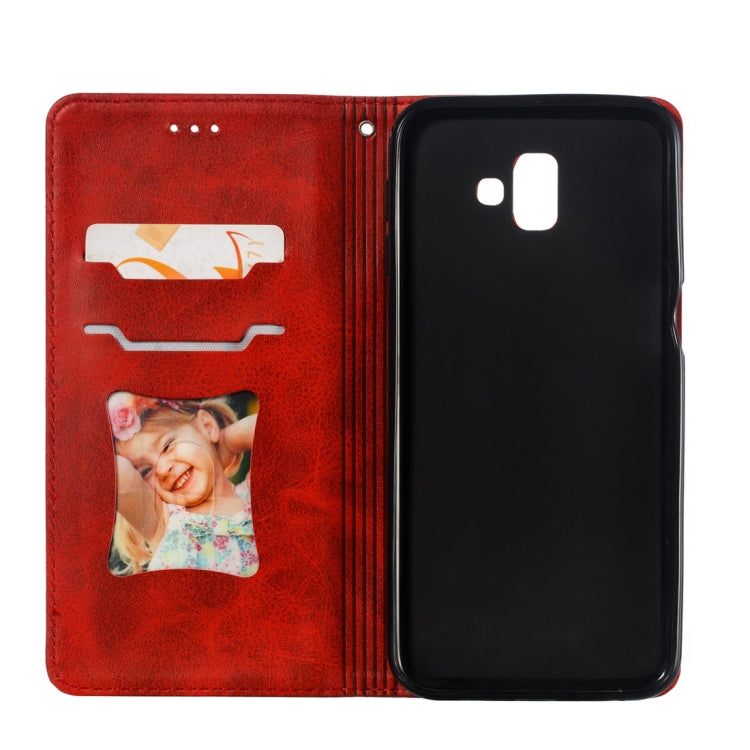 Calf Texture Zipper Magnetic Horizontal Flip Leather Case for Galaxy J6+ (2018), with Wallet & Holder & Card Slots