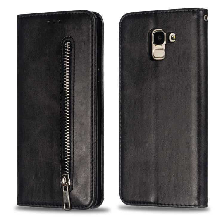 Calf Texture Zipper Magnetic Horizontal Flip Leather Case for Galaxy J6 (2018), with Wallet & Holder & Card Slots