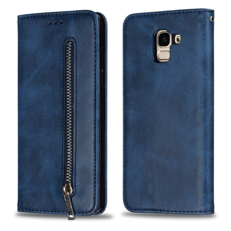Calf Texture Zipper Magnetic Horizontal Flip Leather Case for Galaxy J6 (2018), with Wallet & Holder & Card Slots