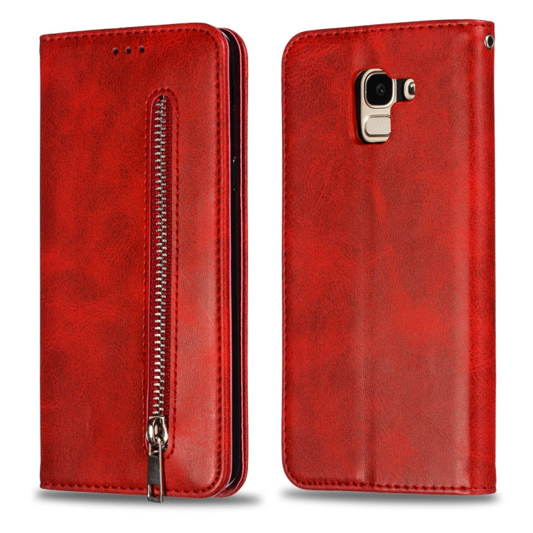 Calf Texture Zipper Magnetic Horizontal Flip Leather Case for Galaxy J6 (2018), with Wallet & Holder & Card Slots