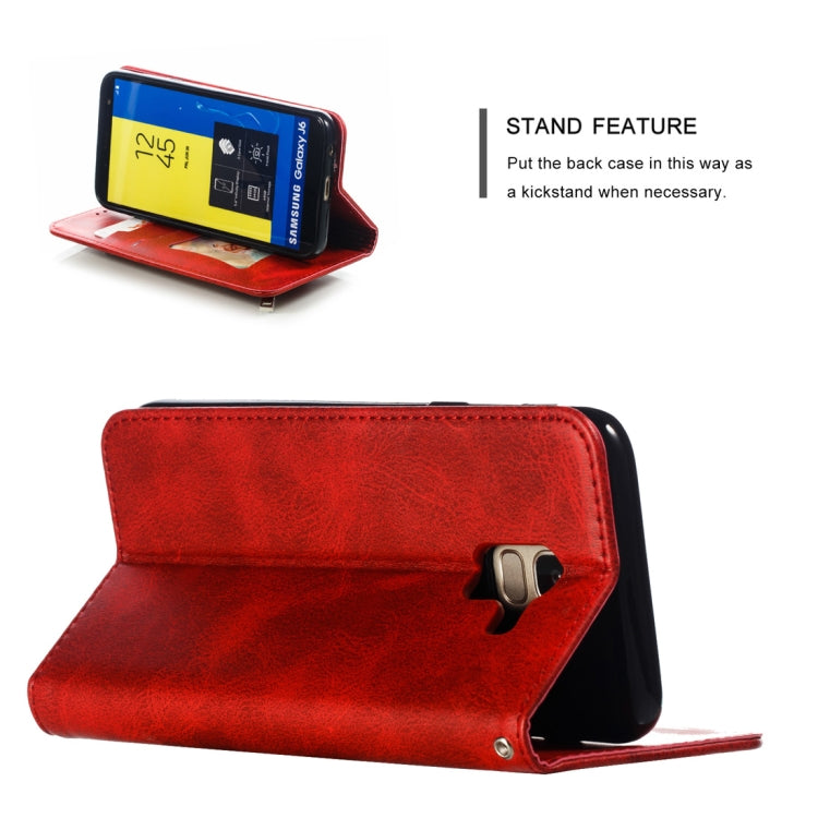 Calf Texture Zipper Magnetic Horizontal Flip Leather Case for Galaxy J6 (2018), with Wallet & Holder & Card Slots