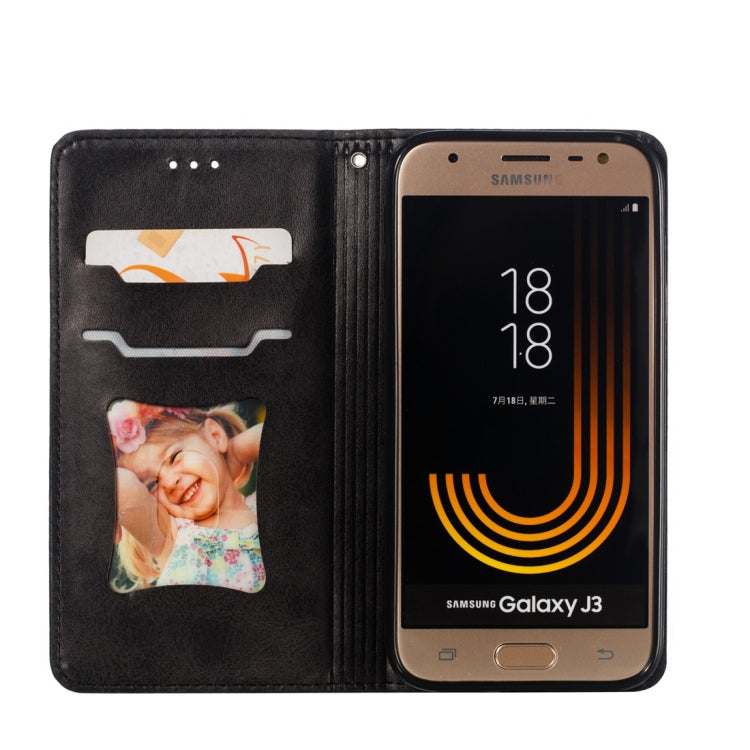 Calf Texture Zipper Magnetic Horizontal Flip Leather Case for Galaxy J330 (J3 2017), with Wallet & Holder & Card Slots