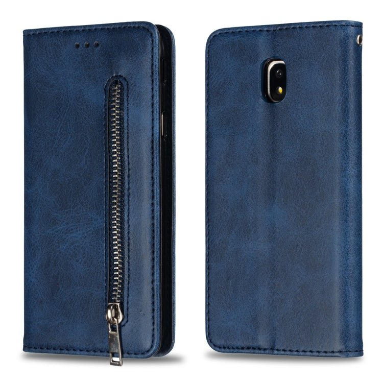 Calf Texture Zipper Magnetic Horizontal Flip Leather Case for Galaxy J330 (J3 2017), with Wallet & Holder & Card Slots