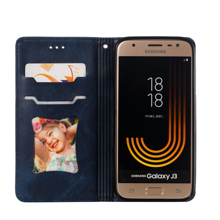 Calf Texture Zipper Magnetic Horizontal Flip Leather Case for Galaxy J330 (J3 2017), with Wallet & Holder & Card Slots
