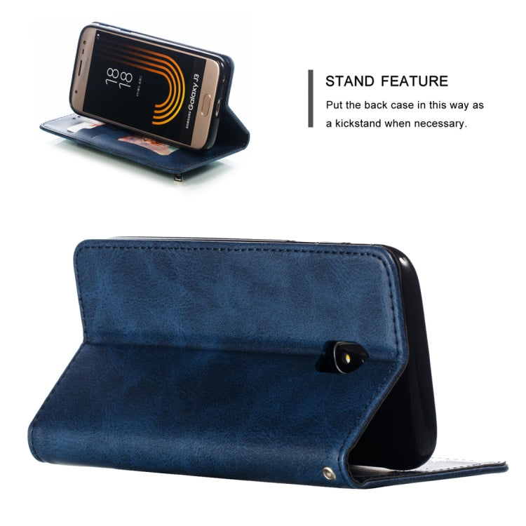 Calf Texture Zipper Magnetic Horizontal Flip Leather Case for Galaxy J330 (J3 2017), with Wallet & Holder & Card Slots