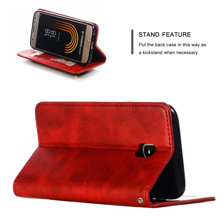 Calf Texture Zipper Magnetic Horizontal Flip Leather Case for Galaxy J330 (J3 2017), with Wallet & Holder & Card Slots