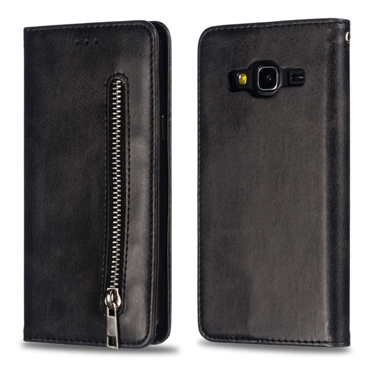 Calf Texture Zipper Magnetic Horizontal Flip Leather Case for Galaxy J310 / J3, with Wallet & Holder & Card Slots