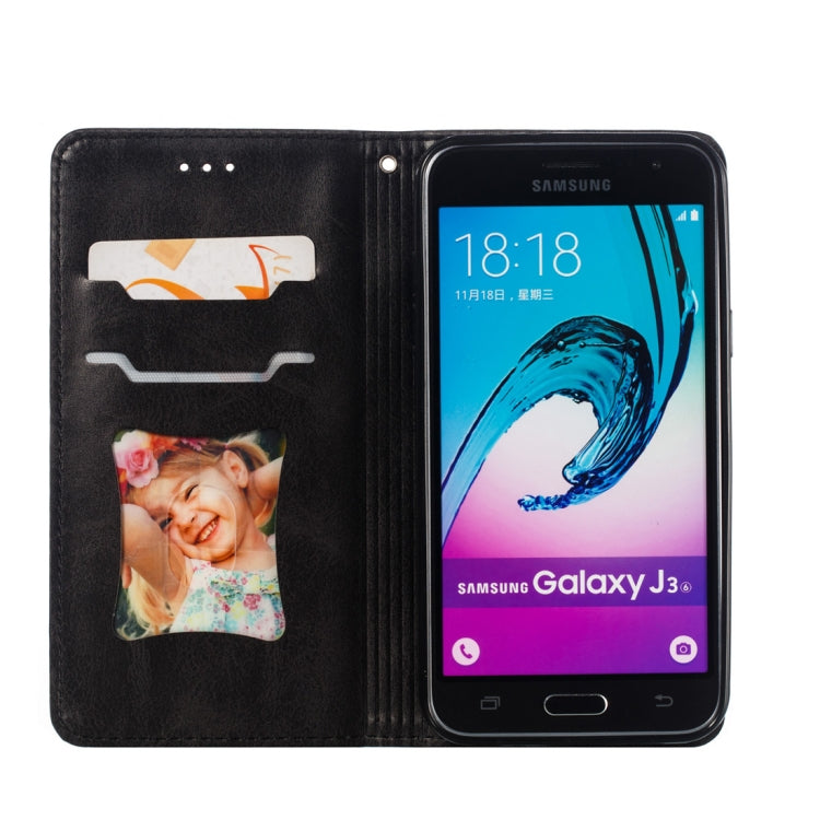 Calf Texture Zipper Magnetic Horizontal Flip Leather Case for Galaxy J310 / J3, with Wallet & Holder & Card Slots