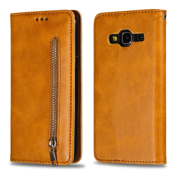 Calf Texture Zipper Magnetic Horizontal Flip Leather Case for Galaxy J310 / J3, with Wallet & Holder & Card Slots
