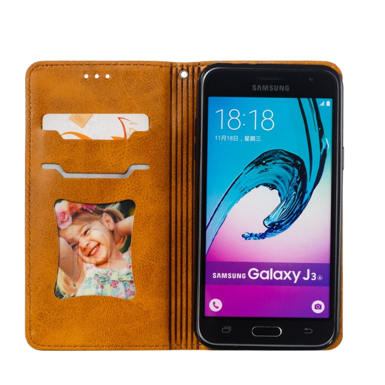 Calf Texture Zipper Magnetic Horizontal Flip Leather Case for Galaxy J310 / J3, with Wallet & Holder & Card Slots