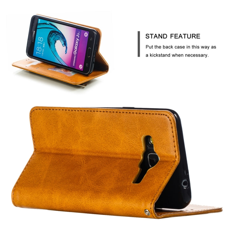 Calf Texture Zipper Magnetic Horizontal Flip Leather Case for Galaxy J310 / J3, with Wallet & Holder & Card Slots