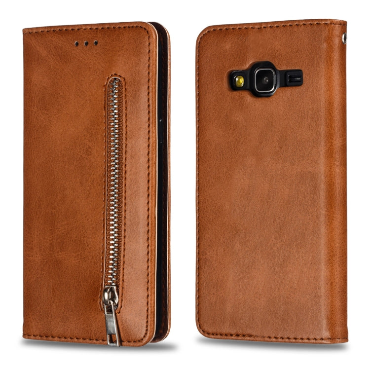 Calf Texture Zipper Magnetic Horizontal Flip Leather Case for Galaxy J310 / J3, with Wallet & Holder & Card Slots