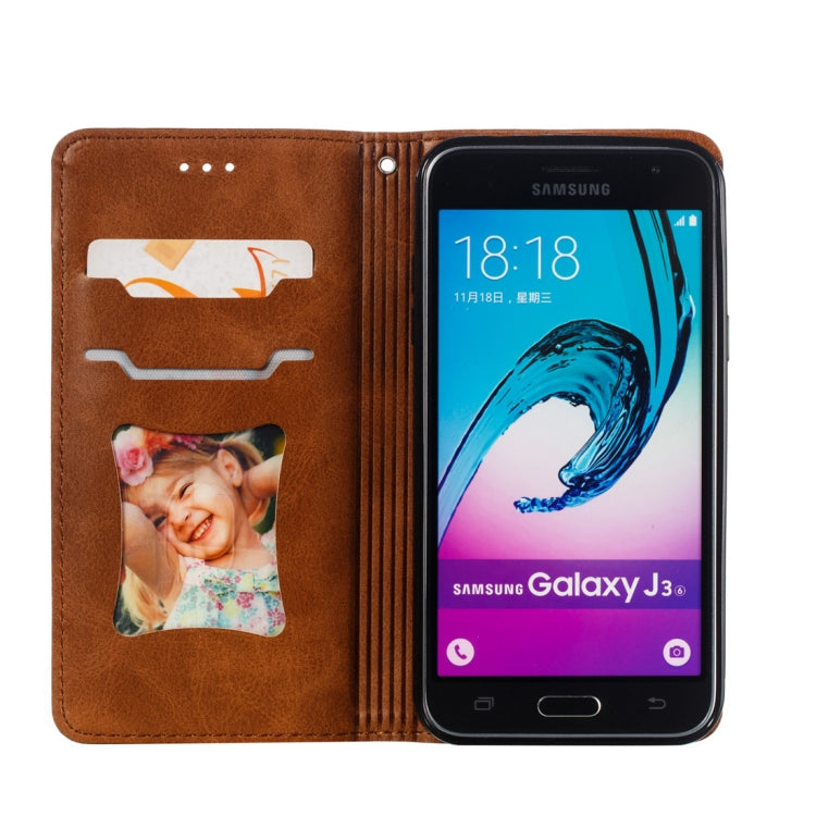 Calf Texture Zipper Magnetic Horizontal Flip Leather Case for Galaxy J310 / J3, with Wallet & Holder & Card Slots