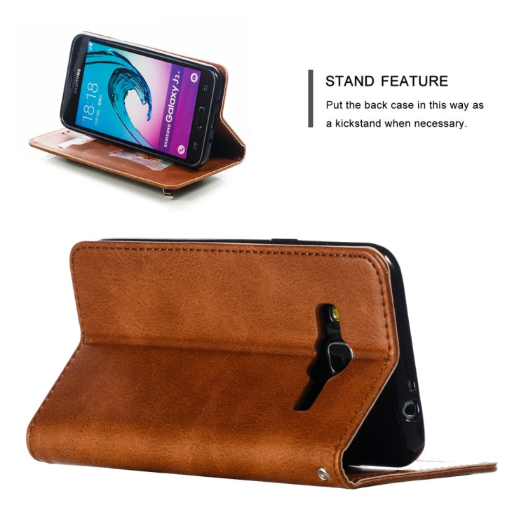 Calf Texture Zipper Magnetic Horizontal Flip Leather Case for Galaxy J310 / J3, with Wallet & Holder & Card Slots