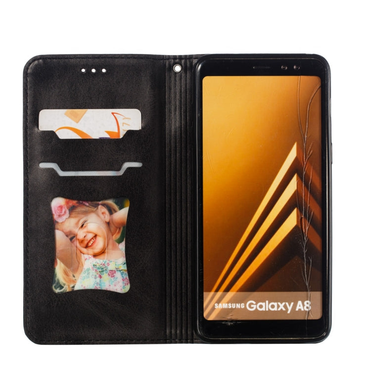 Calf Texture Zipper Magnetic Horizontal Flip Leather Case for Galaxy A8 (2018), with Wallet & Holder & Card Slots