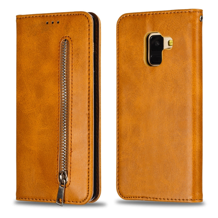 Calf Texture Zipper Magnetic Horizontal Flip Leather Case for Galaxy A8 (2018), with Wallet & Holder & Card Slots