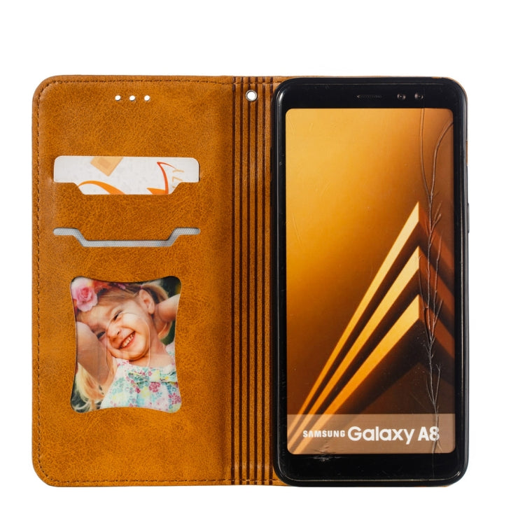 Calf Texture Zipper Magnetic Horizontal Flip Leather Case for Galaxy A8 (2018), with Wallet & Holder & Card Slots