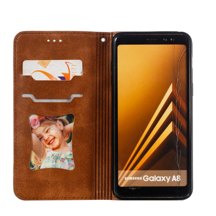 Calf Texture Zipper Magnetic Horizontal Flip Leather Case for Galaxy A8 (2018), with Wallet & Holder & Card Slots