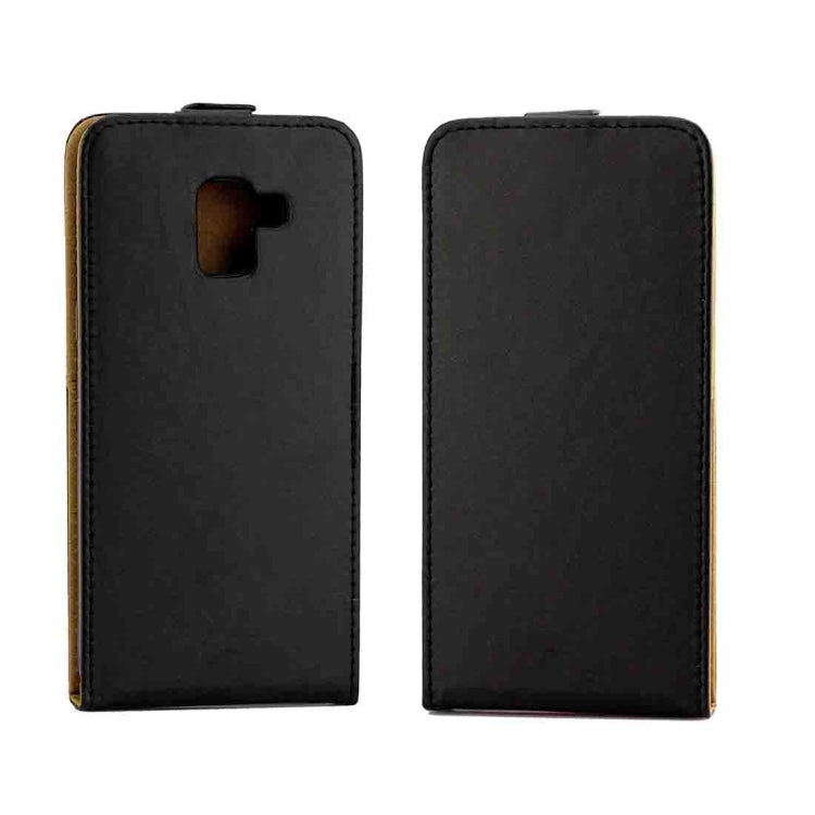For Galaxy A8+ (2018) Vertical Flip Leather Protective Back Cover Case with Card Slot(Black)