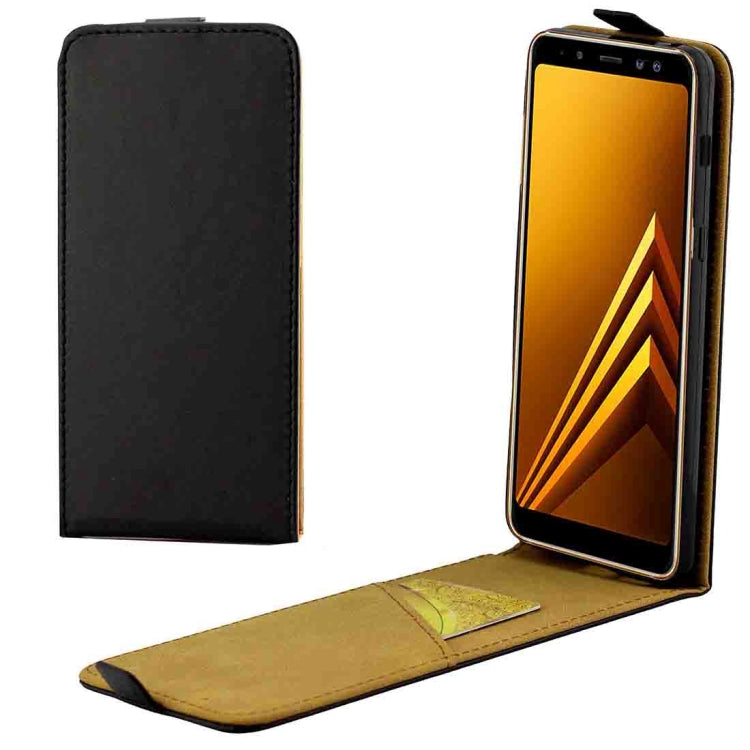 For Galaxy A8 (2018) Vertical Flip Leather Protective Back Cover Case with Card Slot(Black)