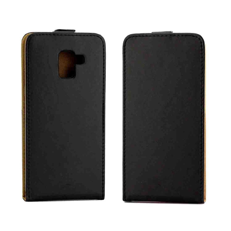 For Galaxy A8 (2018) Vertical Flip Leather Protective Back Cover Case with Card Slot(Black)