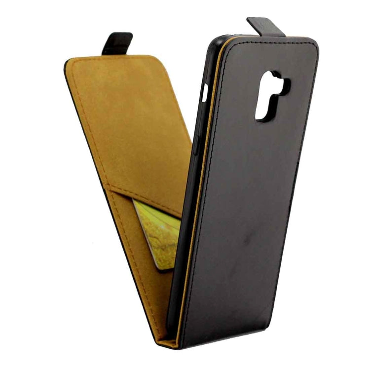 For Galaxy A8 (2018) Vertical Flip Leather Protective Back Cover Case with Card Slot(Black)
