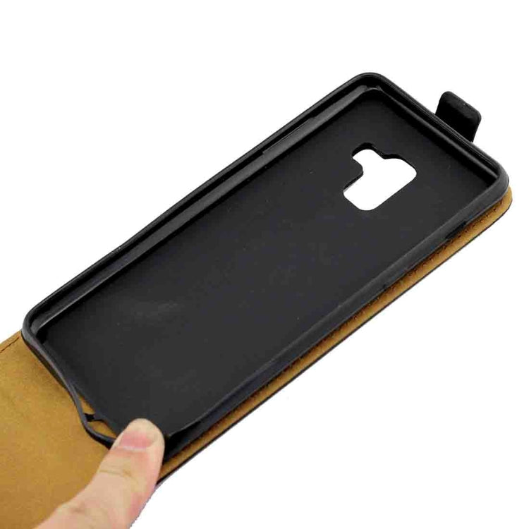 For Galaxy A8 (2018) Vertical Flip Leather Protective Back Cover Case with Card Slot(Black)