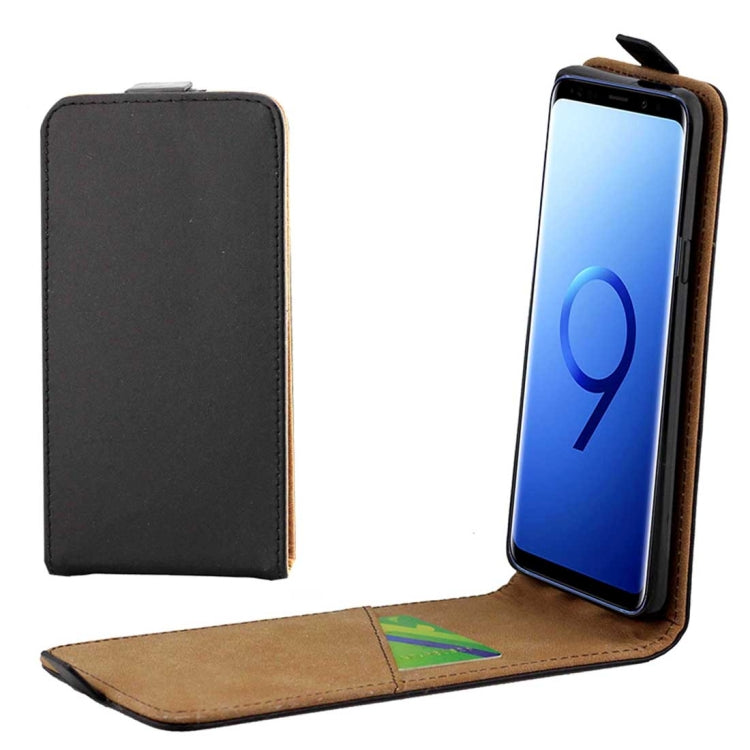 For Galaxy S9+ Vertical Flip Leather Protective Back Cover Case with Card Slot(Black)