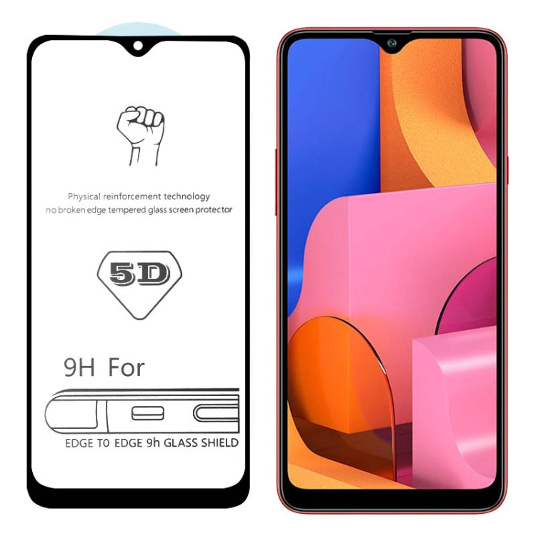 25 PCS For Galaxy A20s 9H 5D Full Glue Full Screen Tempered Glass Film