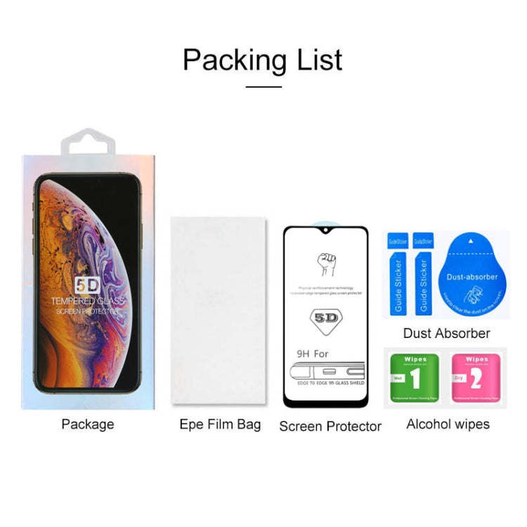 For Galaxy A10s 9H 5D Full Glue Full Screen Tempered Glass Film